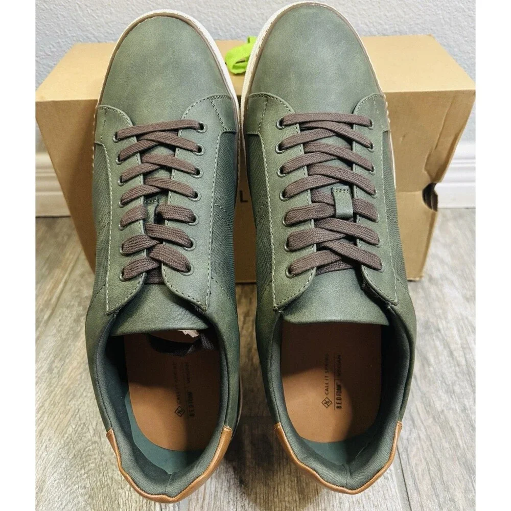 Call It Spring Men’s Green Vegan Leather Casual Sneakers NWB Size 13.